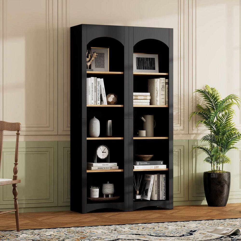 COWLOWN 39.3 in. W x 12.4 in. D x 72 in. H Black Linen Cabinet with Adjustable Shelves (2)