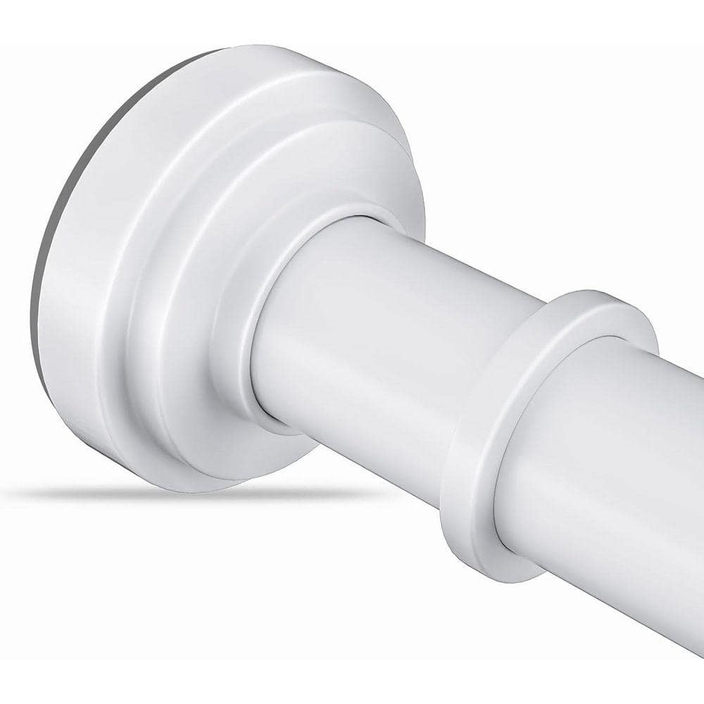 JFVKAF Adjustable White Tension Shower Curtain Rod 17.60 in. L x 3.60 in. W Rust-Free Non Slip Spring Tension Rod for Bathroom (1)