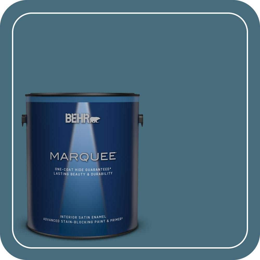 BEHR MARQUEE 1 gal. #S480-6 Poseidon One-Coat Hide Satin Enamel Interior Paint & Primer