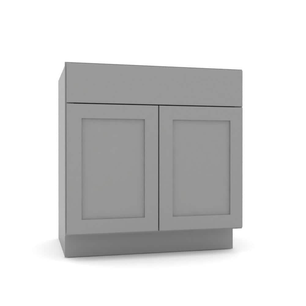 Hampton Bay Avondale 33 in. W x 24 in. D x 34.5 in. H Ready to Assemble Plywood Shaker Sink Base Kitchen Cabinet in Dove Gray