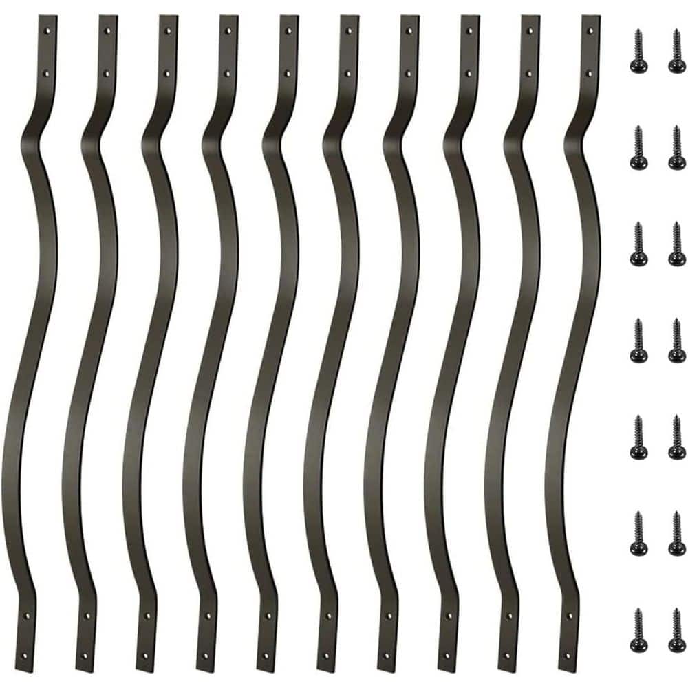 Afoxsos 29.5in.H x 3in.W Black Iron Stair Railing Kit,Aluminum Wave Arc Deck Balusters w/Screws 26-Piece for Outdoor Porch Stair (1)