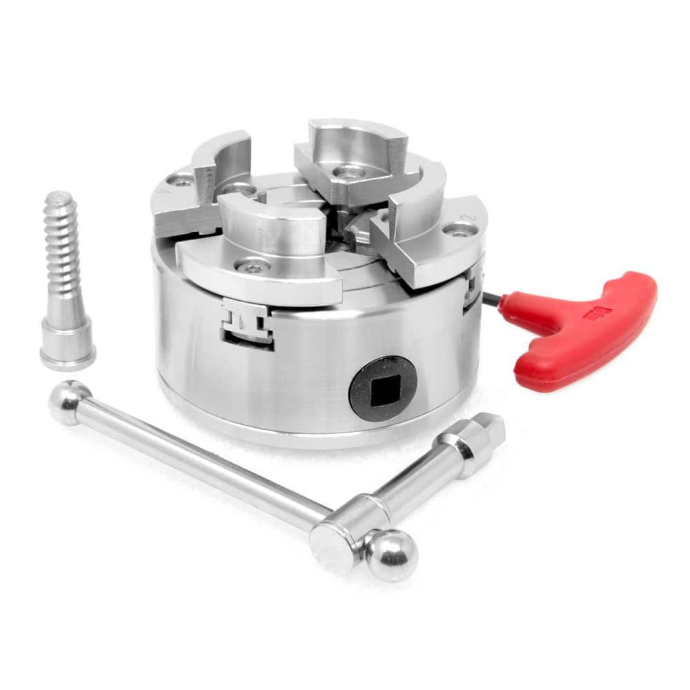 WEN 3.75 in. 4-Jaw Self-Centering Lathe Chuck Set with 1 in. x 8TPI Thread (2)