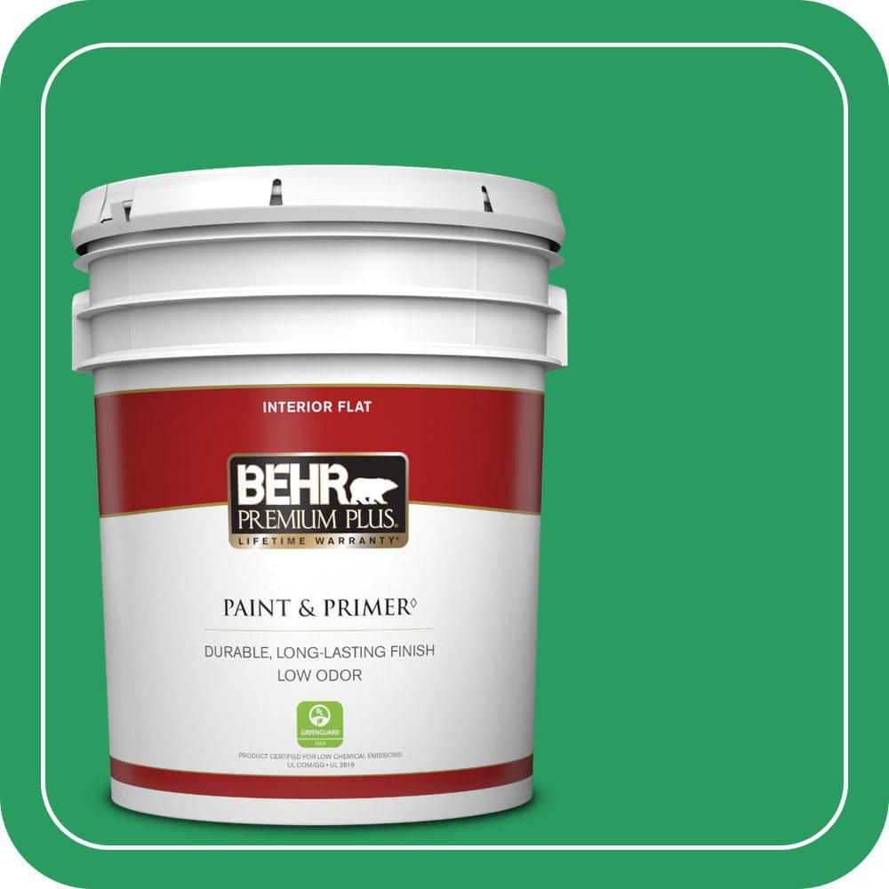 BEHR PREMIUM PLUS 5 gal. #S-G-450 Herbal Tea Flat Low Odor Interior Paint & Primer