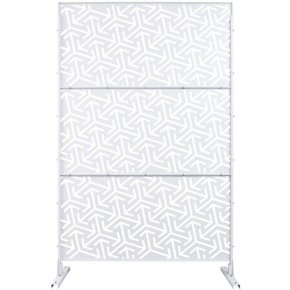 Sudzendf Outdoor and Indoor Freestanding Decorative Privacy Screen Metal Privacy Screen, Fence Panels in White