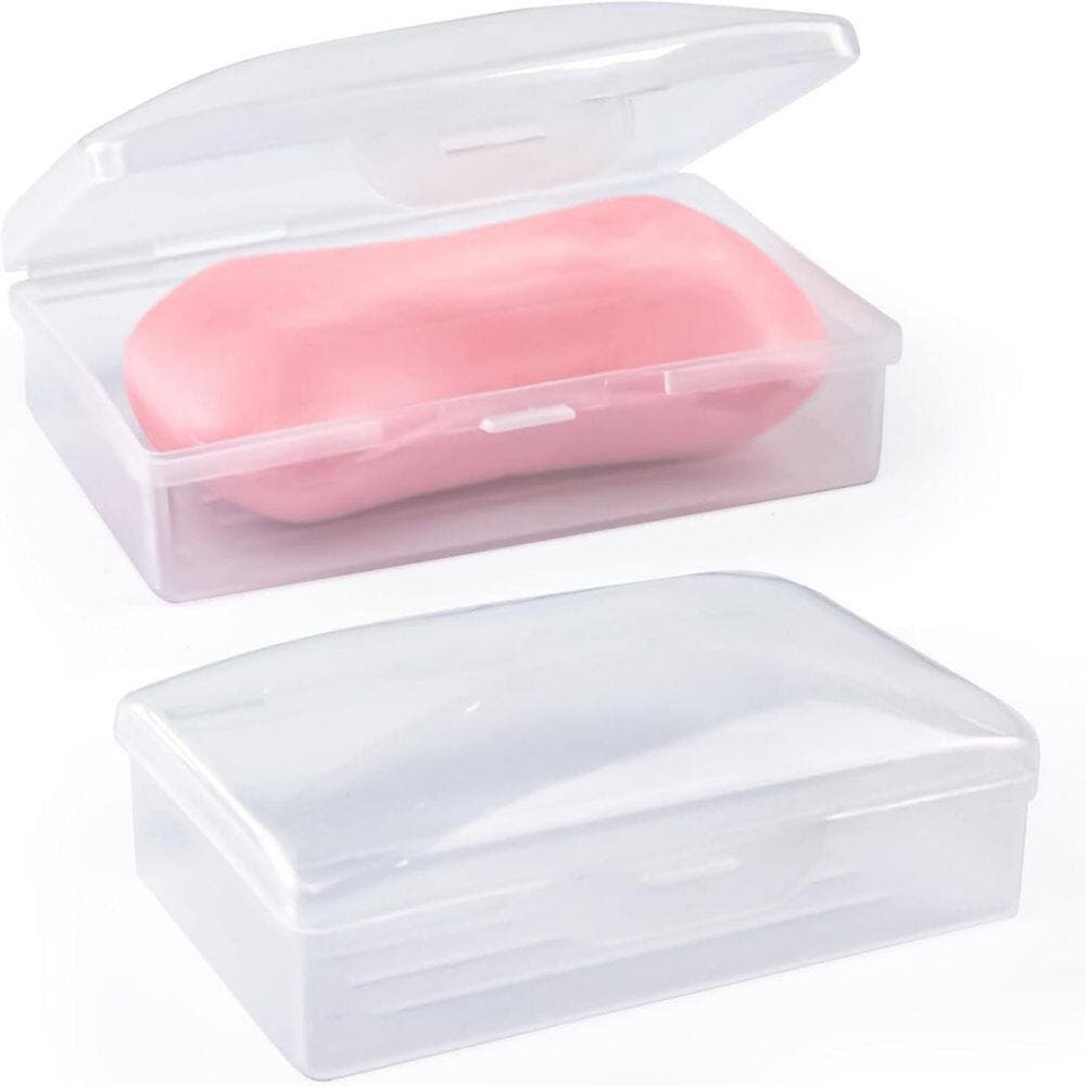Unbranded 50 Pack White Plastic Travel Soap Box Freestanding Bulk Soap Holder with Lids for the Bath and Travel (3)