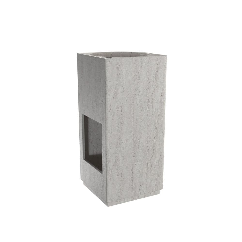 SJ STAR&JANE 15.9 in. Solid Surface Pedestal Bathroom Sink in Light Gray (3)