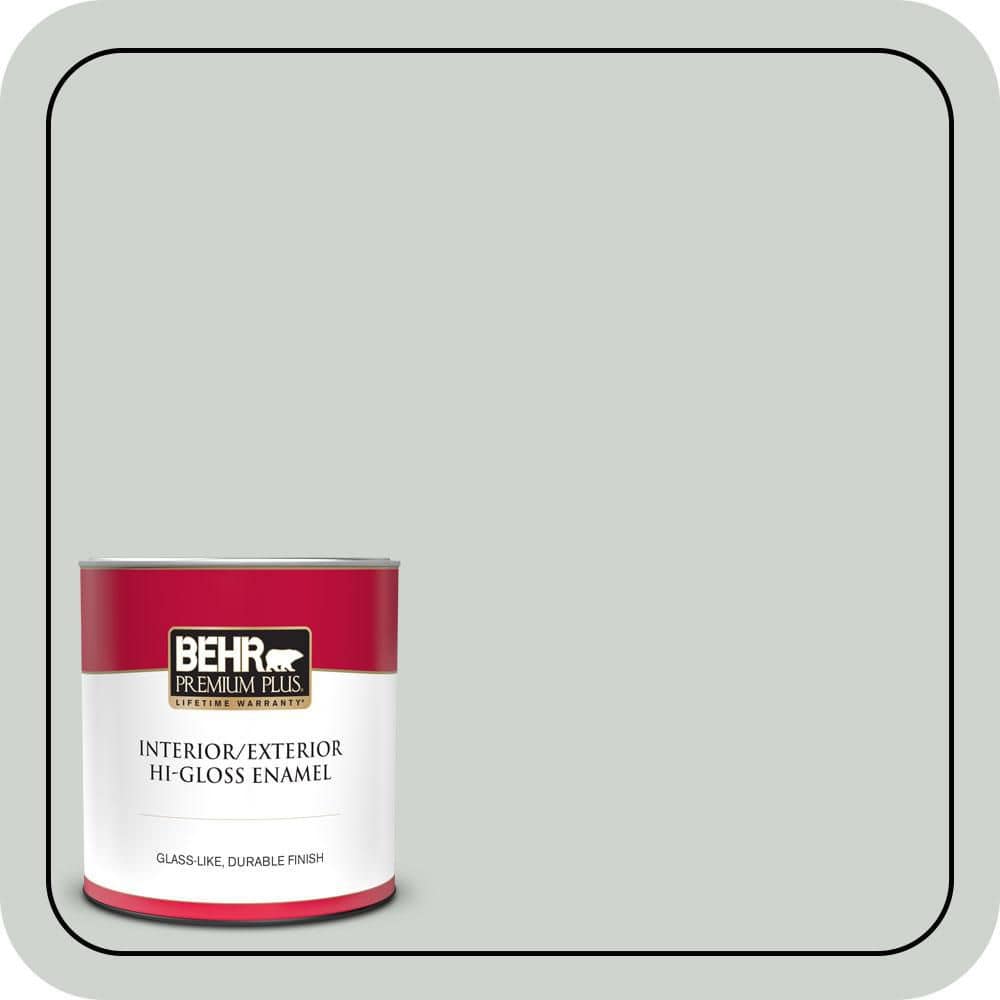 BEHR PREMIUM PLUS 1 qt. #PPU12-11 Salt Glaze Hi-Gloss Enamel Interior/Exterior Paint & Primer (1)