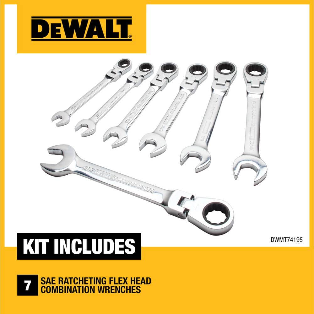 DEWALT SAE Ratcheting Flex Head Combination Wrench Set (7-Piece) (2)