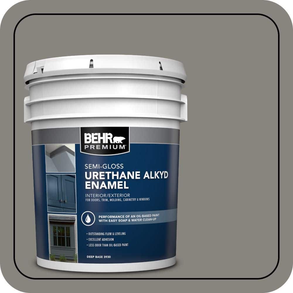 BEHR PREMIUM 5 gal. #PPU24-07 Barnwood Gray Urethane Alkyd Semi-Gloss Enamel Interior/Exterior Paint