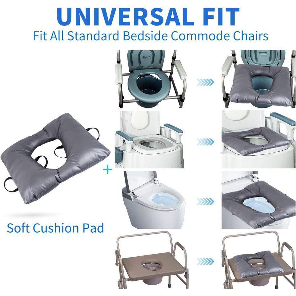 Lynzavix 8.58 in. x 16.1 in. Universal Fit Bedside Commode Toilet Seat Cushion for Elderly in Leather (3)