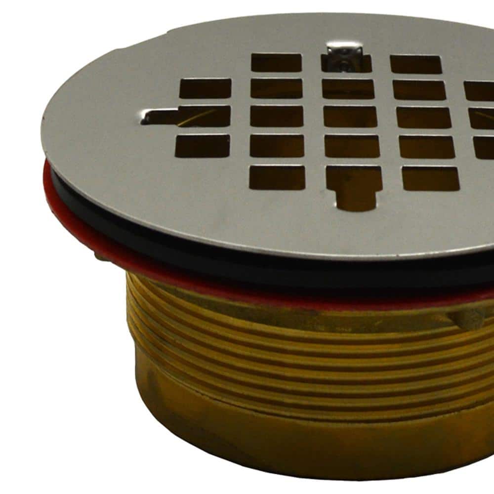 JONES STEPHENS 2 in. Inside Caulk Shower Stall Drain with Brass Body and 4-1/4 in. O.D. Stainless Steel Strainer (2)