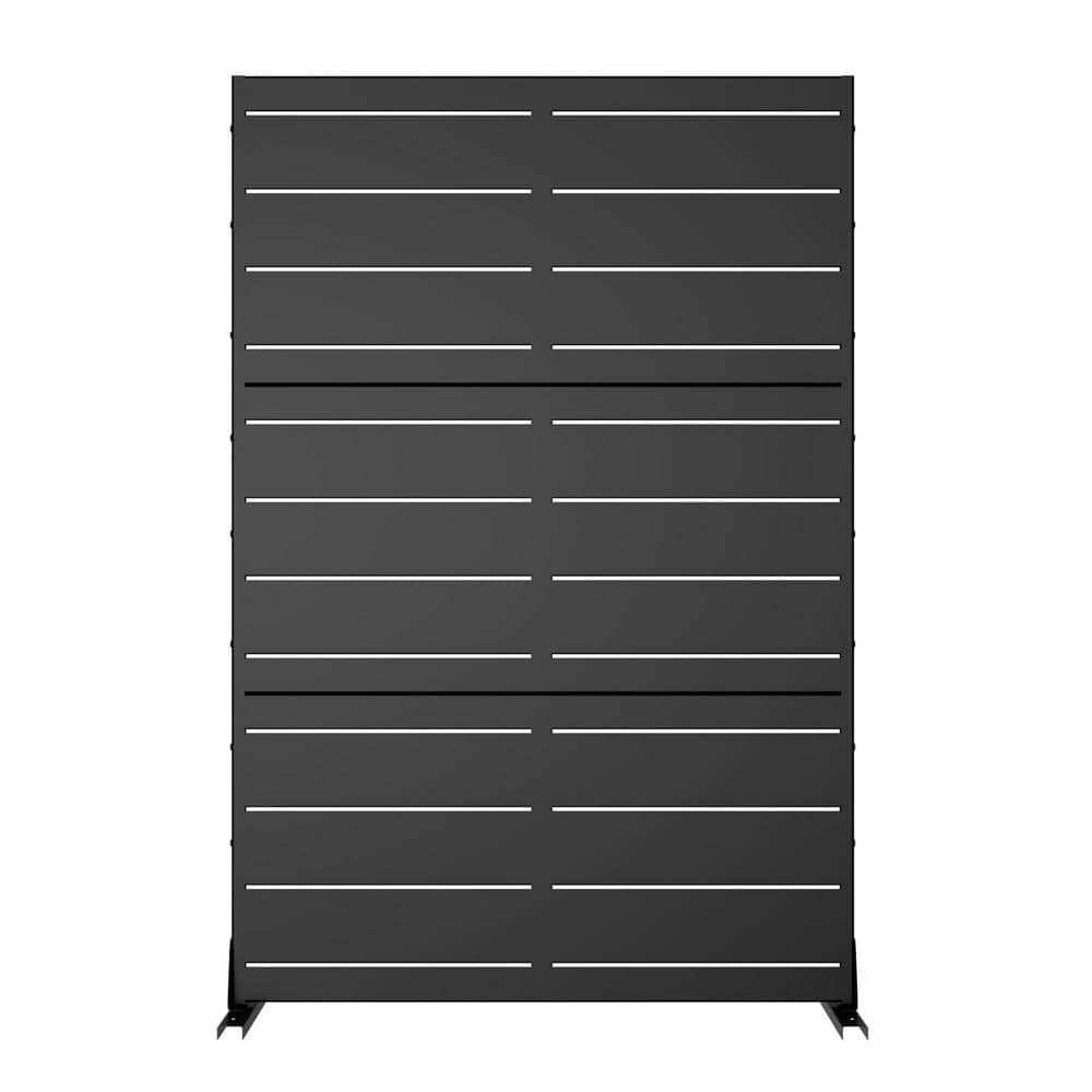 Lirago 72 in. x 47 in. Black Privacy Screen Galvanized Freestanding Panel (1)