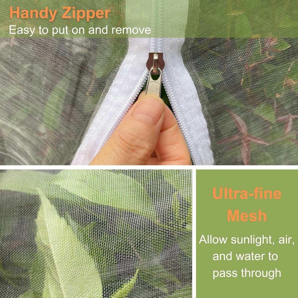 KIWDZFU 10 ft. x 10 ft. Fruit Tree Netting with Zipper and Drawstring Insect and Bird Protection Ultra-Fine Mesh 2 Pieces (3)