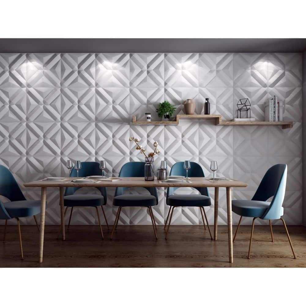Dundee Deco Falkirk Ross 2/25 in. x 19.7 in. x 19.7 in. White PVC Shape 3D Decorative Wall Panel (3)