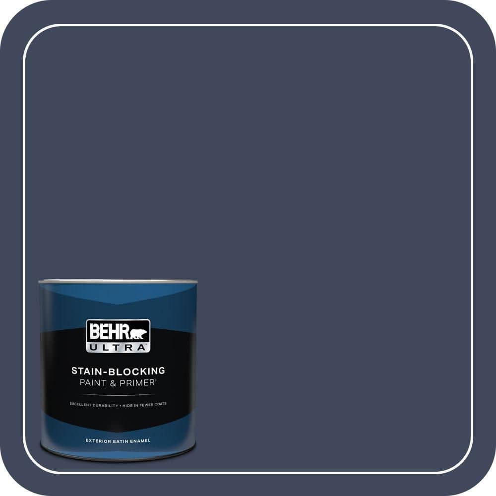 BEHR ULTRA 1 qt. #S530-7 Dark Navy Satin Enamel Exterior Paint & Primer