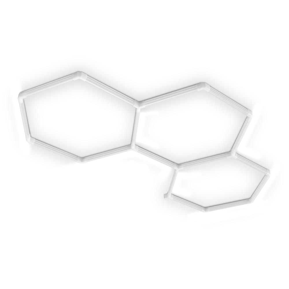 Feit Electric Flexagon 8 ft. Integrated LED 3-Grid Hexagon White Strip Shop Light Fixture 4000K (2)