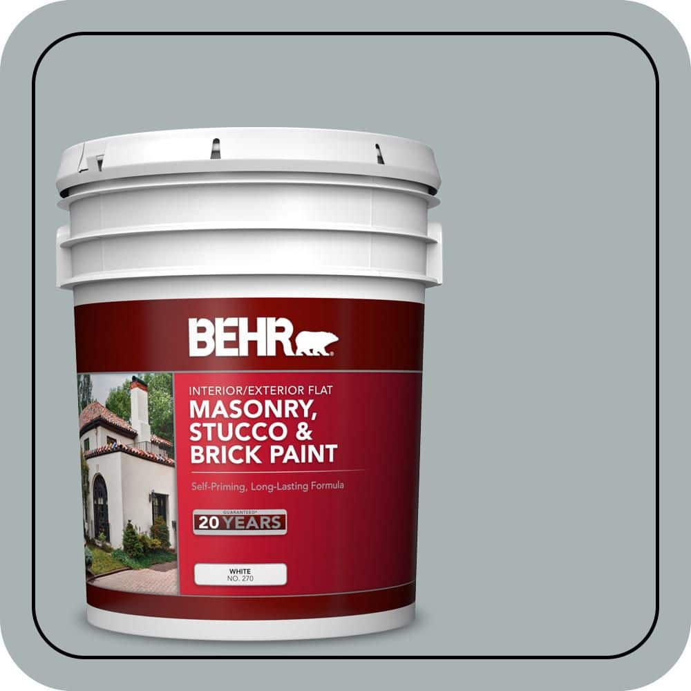 BEHR 5 gal. #MS-67 Quay Blue Flat Interior/Exterior Masonry, Stucco and Brick Paint