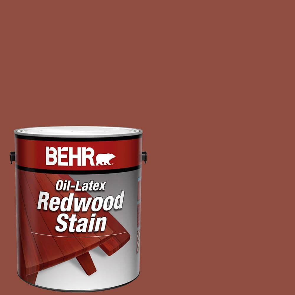BEHR 1 gal. Redwood Solid Color Oil-Latex Exterior Wood Stain (1)