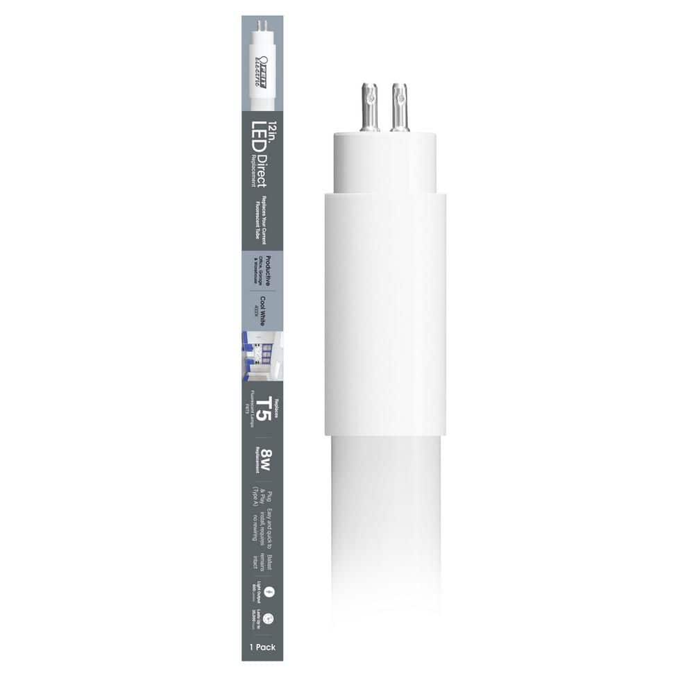 Feit Electric 6-Watt 12 in. T5 G5 Type A Plug and Play Linear LED Tube Light Bulb, Cool White 4000K (2)