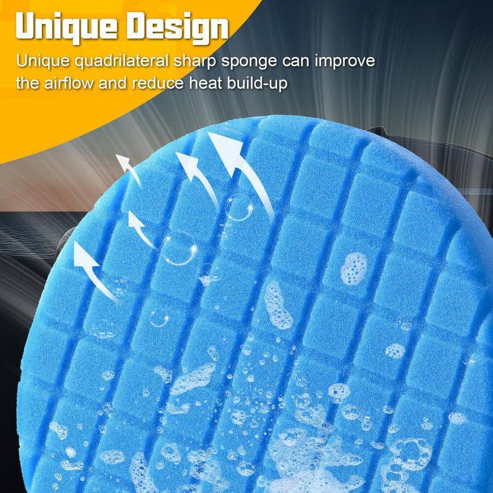LAIFUCAM 7 Inch Sponge Buffing Polishing Pads Kit with Velcro Backing for Car Waxing Sealing Glaze Scratch Removal 6 PCS (3)