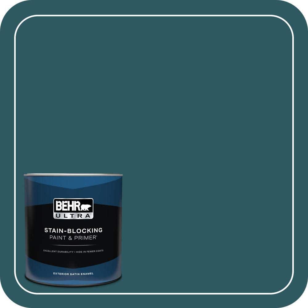 BEHR ULTRA 1 qt. #QE-47 Petro Blue Satin Enamel Exterior Paint & Primer