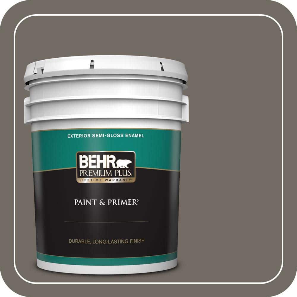 BEHR PREMIUM PLUS 5 gal. #PPU24-04 Burnished Pewter Semi-Gloss Enamel Exterior Paint & Primer