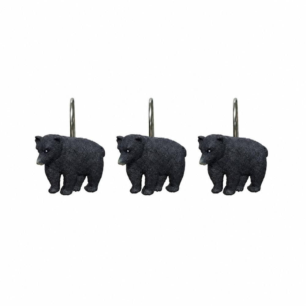 Unbranded Rustic Resin Bear Shower Curtain Hooks, Cabin Style Rings for Farmhouse Bathrooms, 12 Pack Accessories (2)