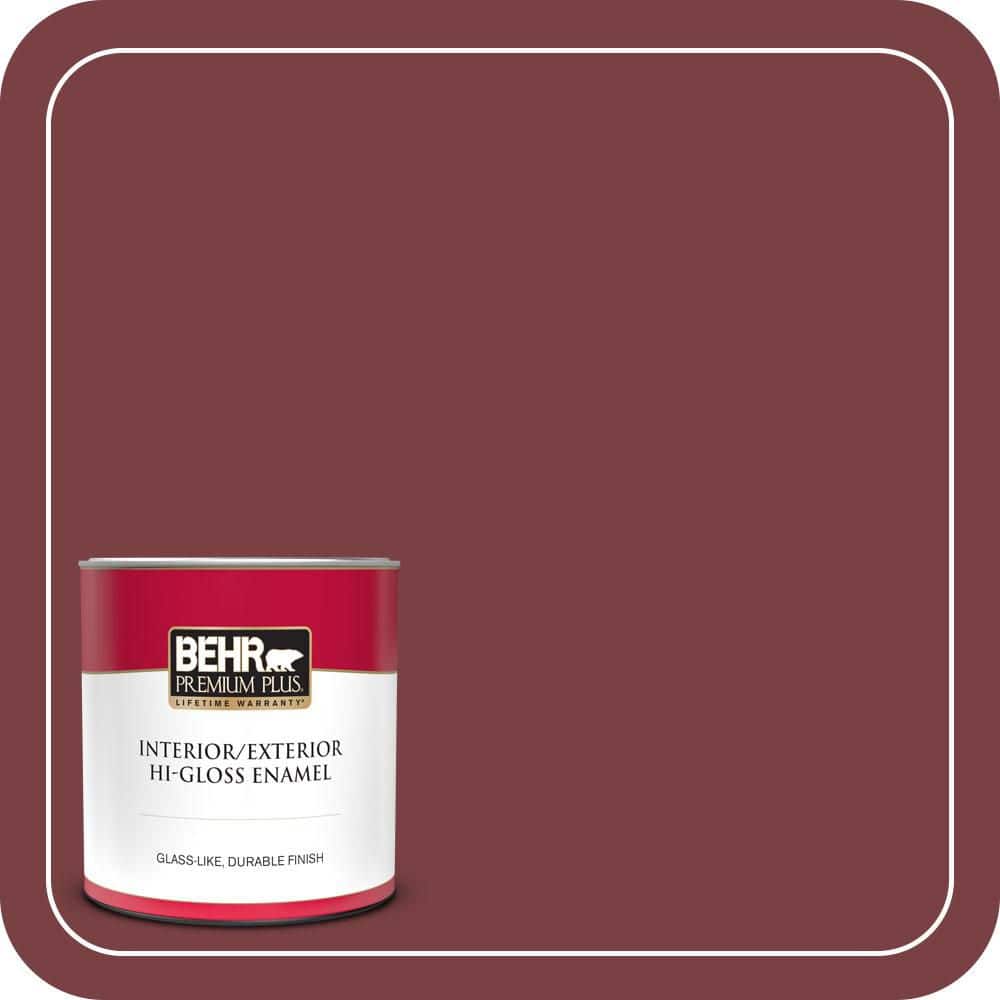 BEHR PREMIUM PLUS 1 qt. #PMD-43 Velvety Merlot Hi-Gloss Enamel Interior/Exterior Paint & Primer (1)