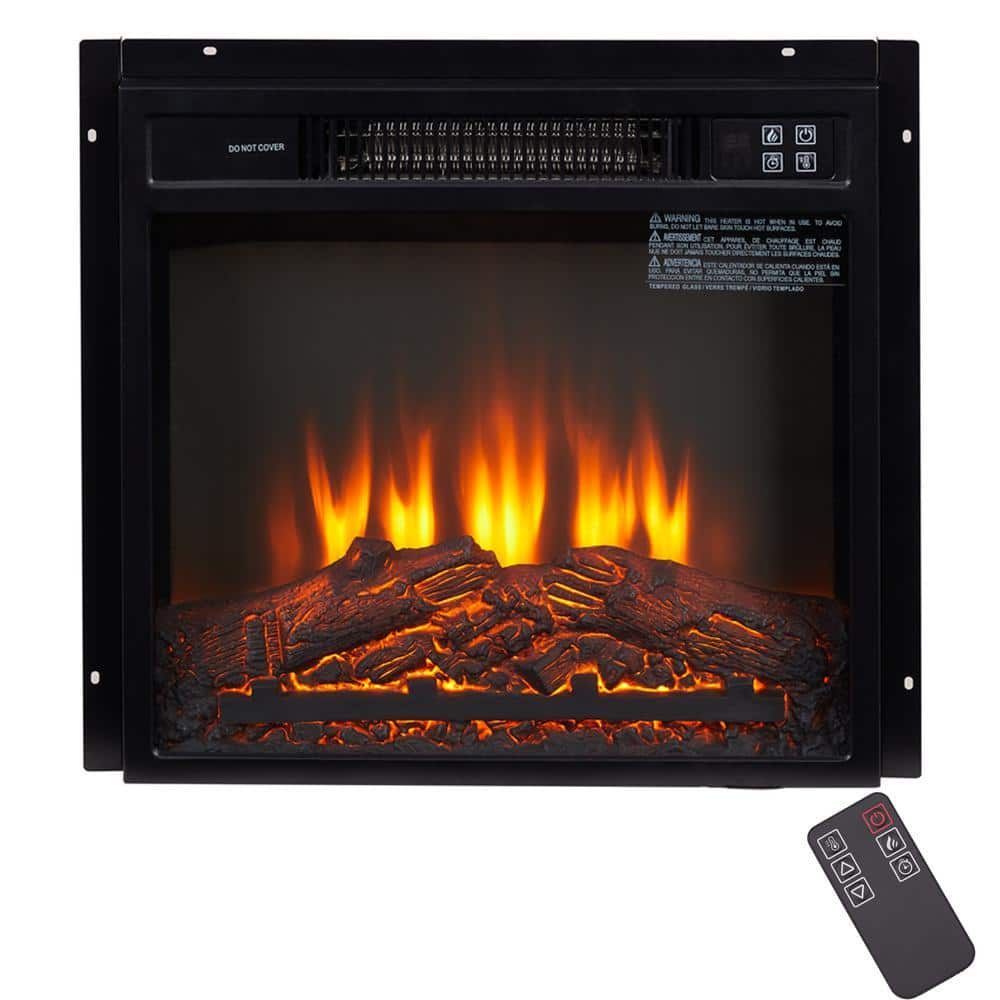 ToolCat 18 in. W x 17.13 in. H 400 sq. ft. Electric Fireplace Insert 1400-W Heater with Remote Control, Overheating Protection