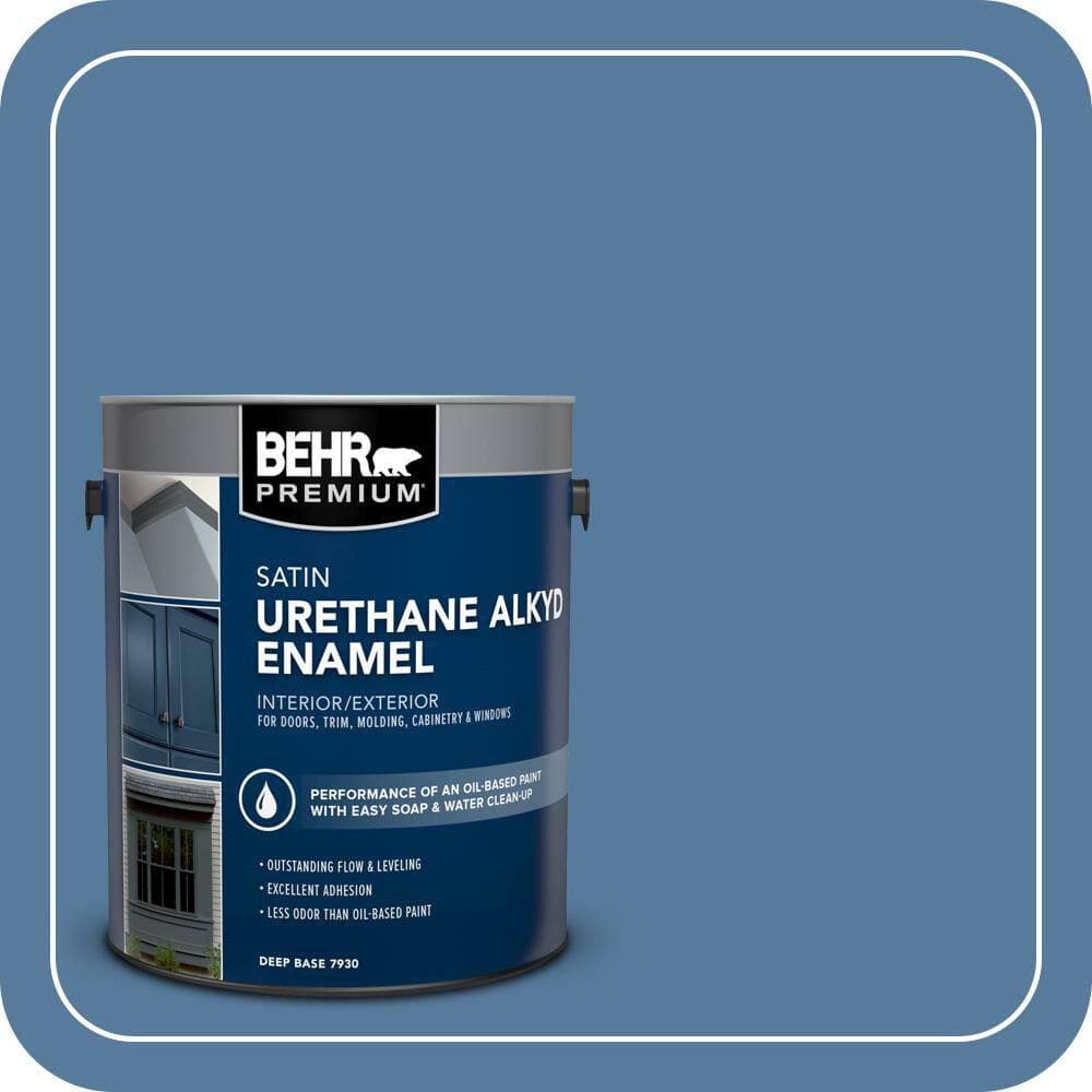 BEHR PREMIUM 1 gal. #PPU14-02 Glass Sapphire Urethane Alkyd Satin Enamel Interior/Exterior Paint