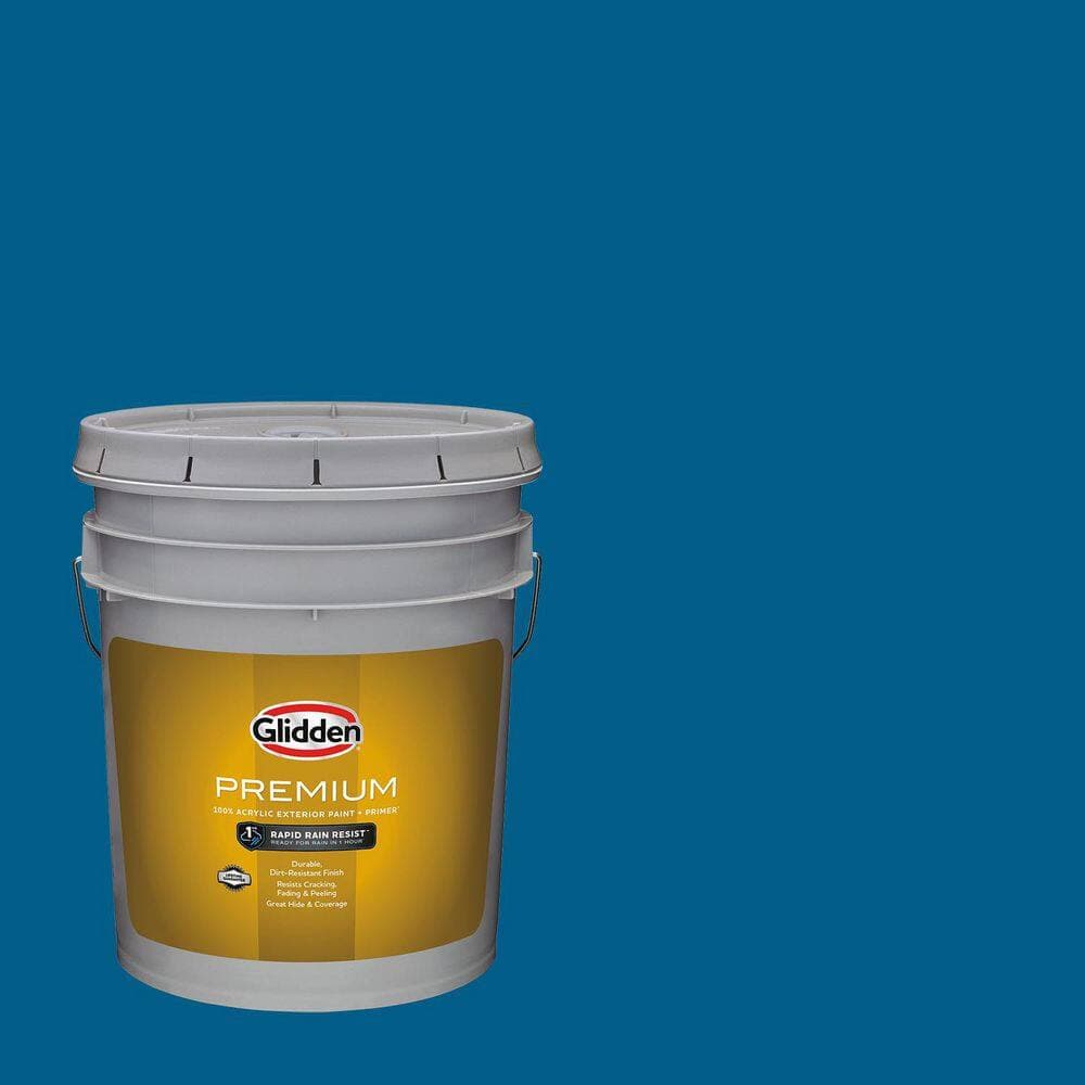 Glidden Premium 5 gal. PPG1157-7 Blue Flame Flat Exterior Latex Paint
