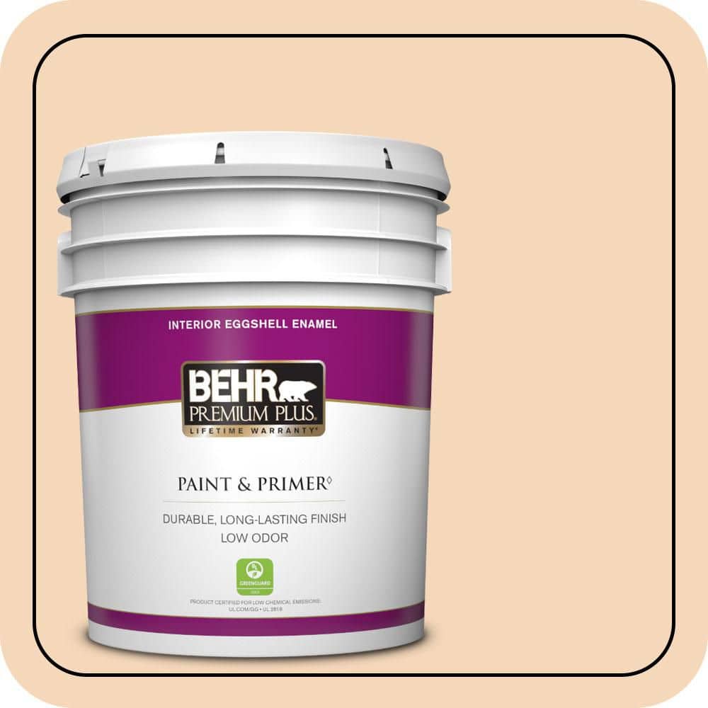 BEHR PREMIUM PLUS 5 gal. #PPU4-11 Porcelain Peach Eggshell Enamel Low Odor Interior Paint & Primer