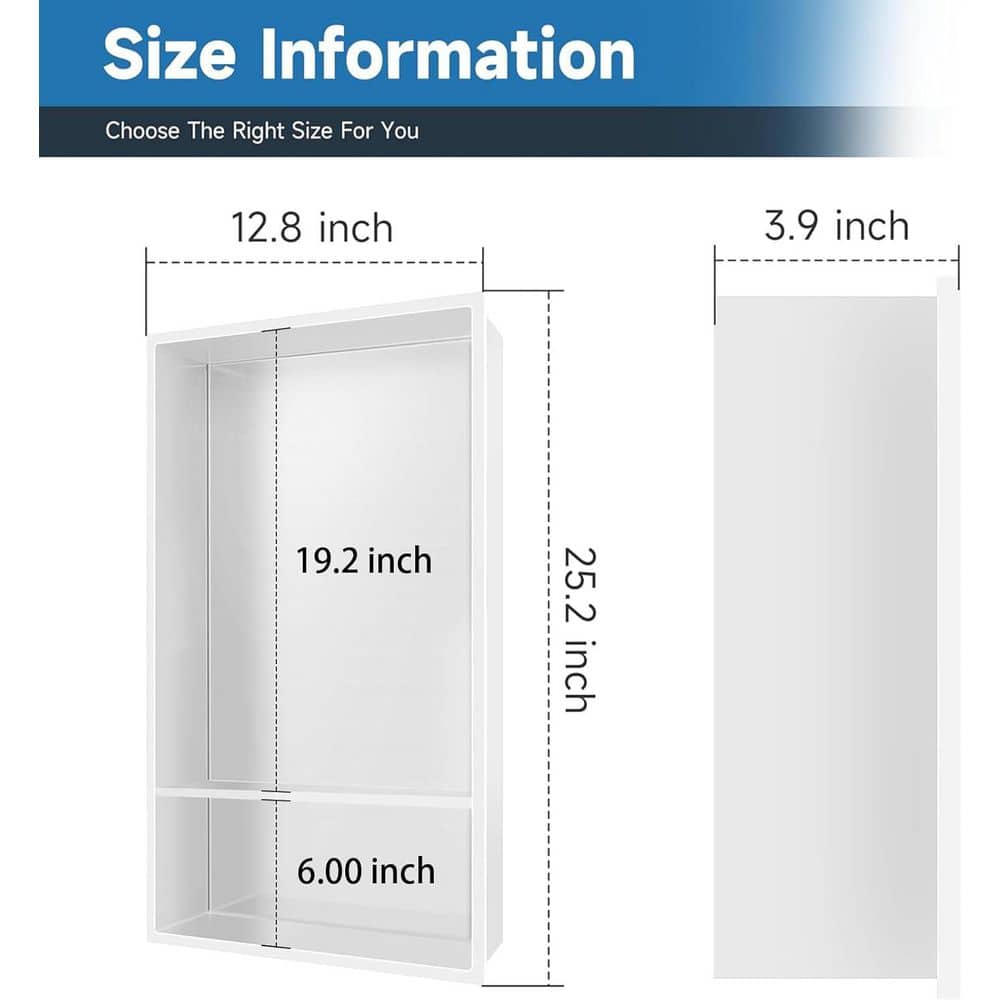 HOMEMYSTIQUE 12 in. W x 24 in. H x 4 in. D Stainless Steel Shower Niche in White (2)