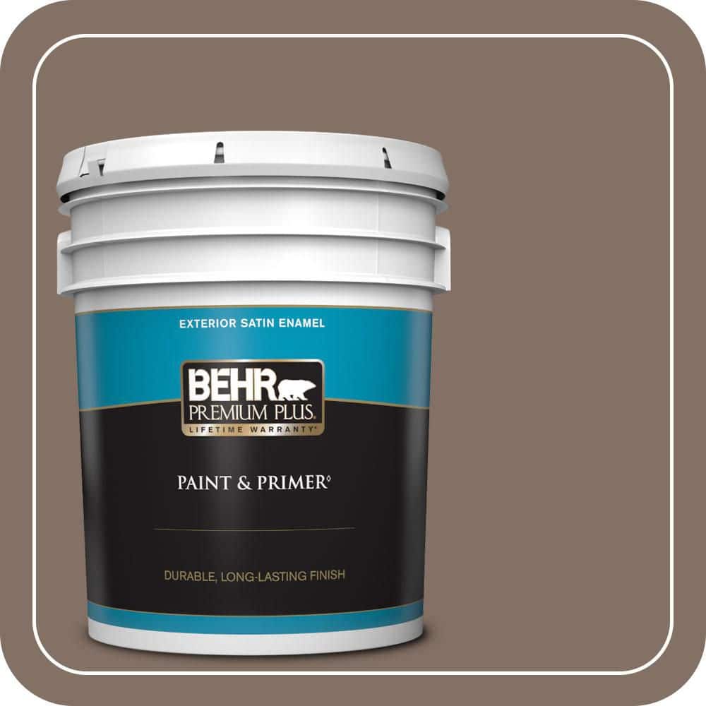 BEHR PREMIUM PLUS 5 gal. #PPU5-17 Cardamom Spice Satin Enamel Exterior Paint & Primer