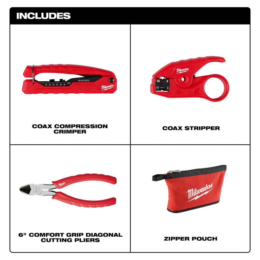 Milwaukee Coax Cable Installation Tool Set with Zipper Pouch (2)