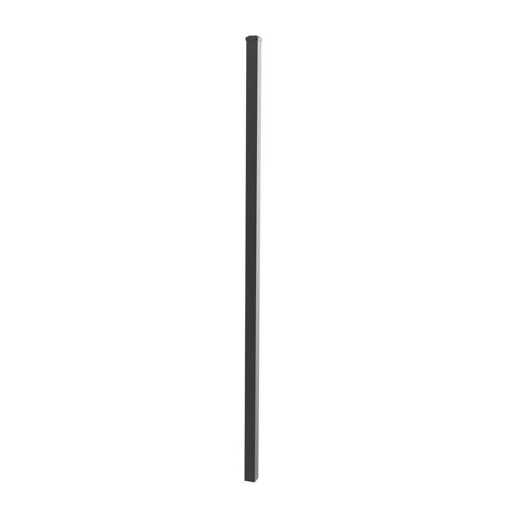 Deckorators 2 in. x 2 in. x 7 ft. Textured Black Aluminum Blank Metal Fence Post (1)