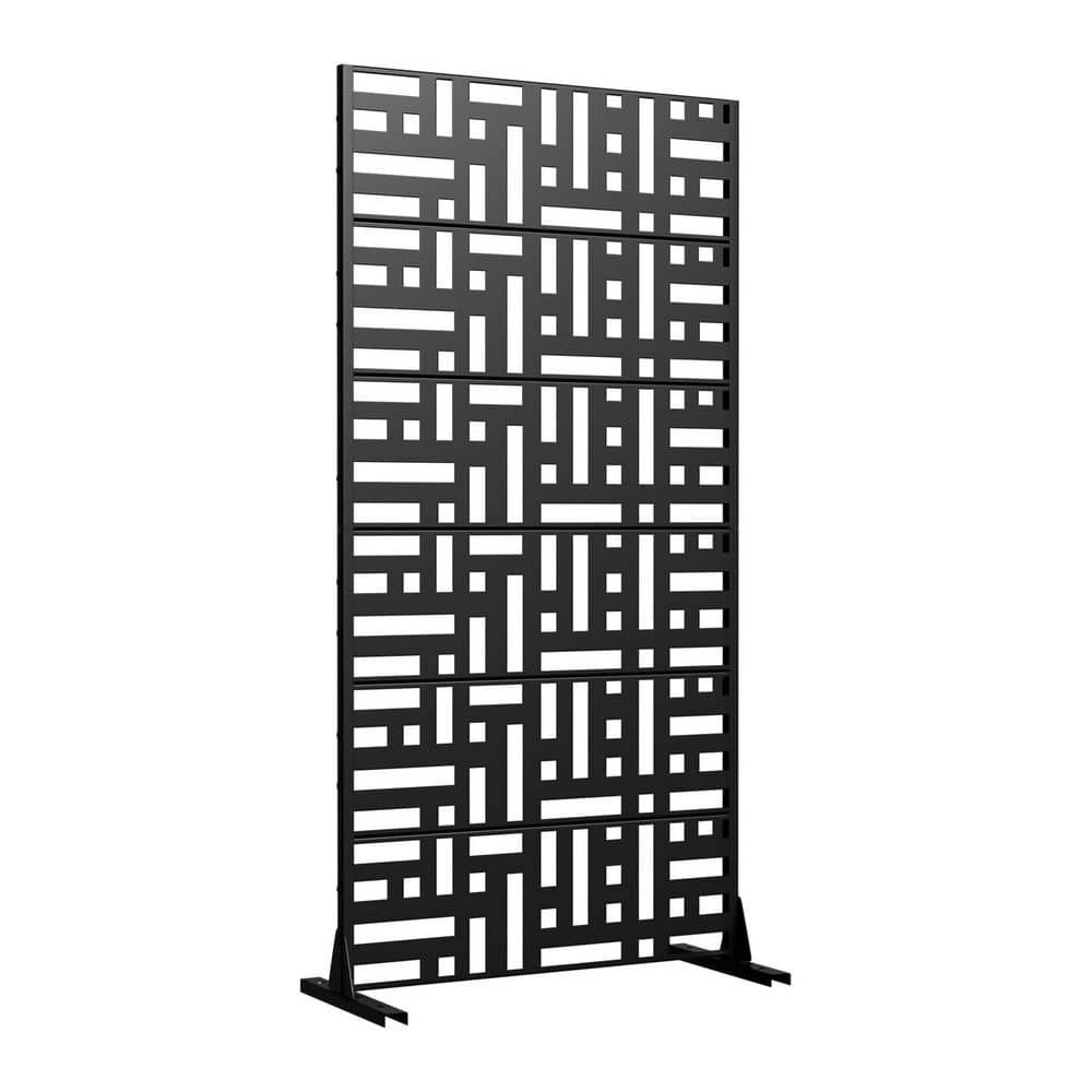 Lumioca 1-Piece 46.8 in. W x 71.37 in. H Black Outdoor Metal Screen Decorative Art Panel (6-Piece Assembly) (1)