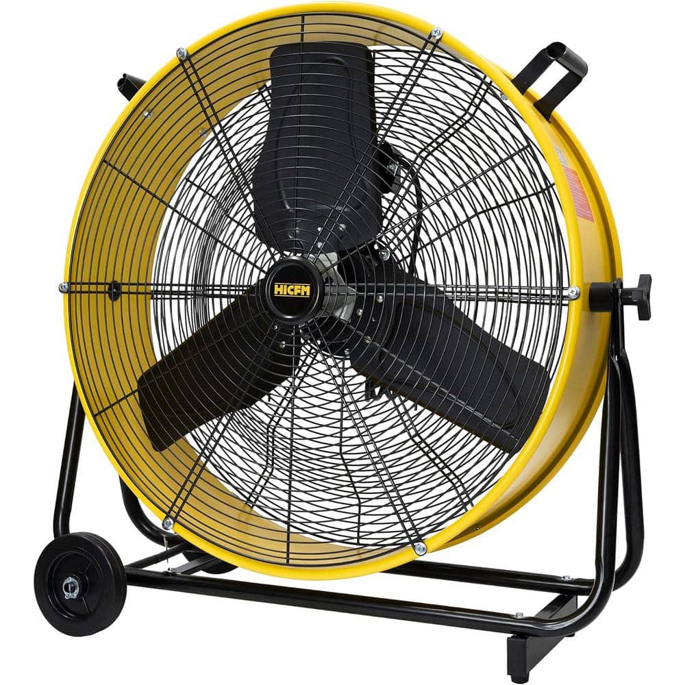 MELEZOOM 24 in. Enclosed Motor Drum Fan in Yellow 9200 CFM 2-Speeds High Velocity,1/3HP Motor,180 Degree Tilting (1)