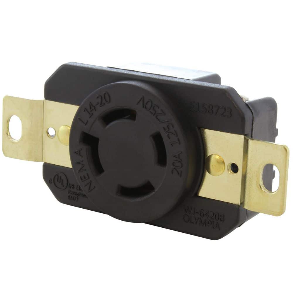 AC WORKS 20-Amp 125/250-Volt NEMA L14-20R Flush Mounting Locking Industrial Grade Receptacle (1)