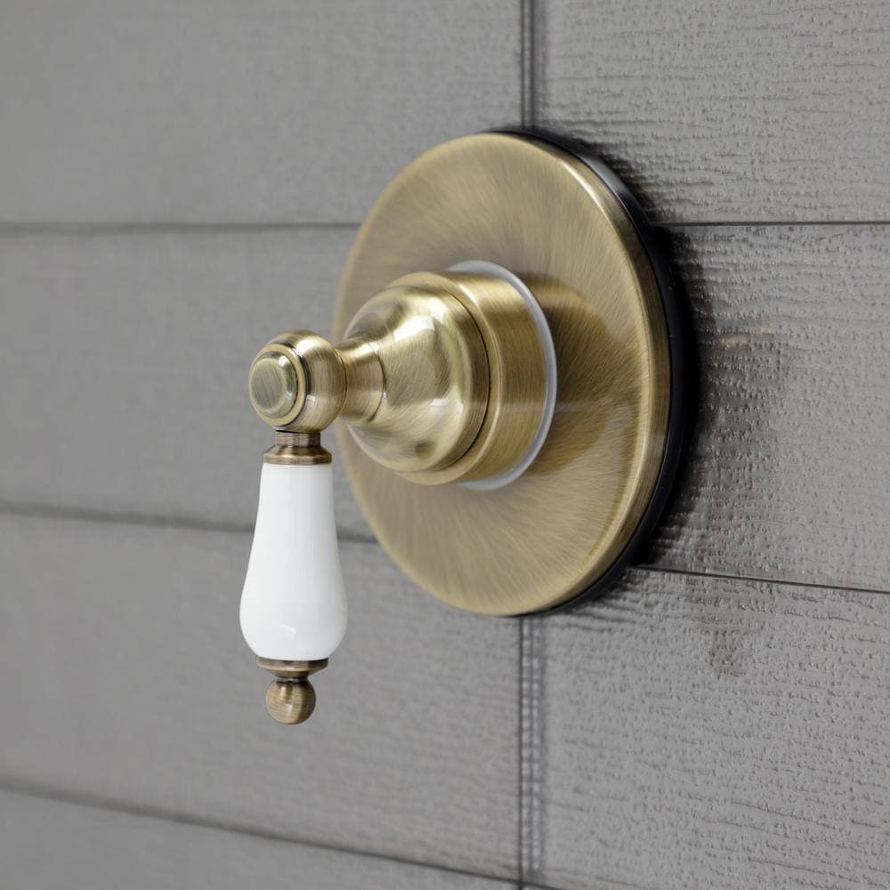 Kingston Brass Single-Handle 1-Hole Wall Mount Three-Way Diverter Valve with Trim Kit in Antique Brass (3)