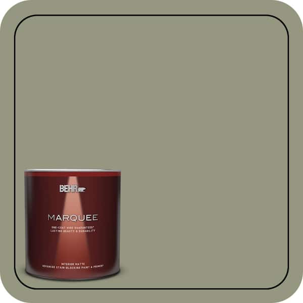 BEHR MARQUEE 1 qt. #S380-5 Milkweed Pod One-Coat Hide Matte Interior Paint & Primer (2)