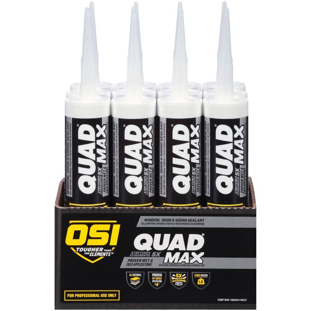 OSI QUAD Max 9.5 fl. oz. Gray #522 Exterior, Window, Door, and Siding Caulk Sealant (12-pack)