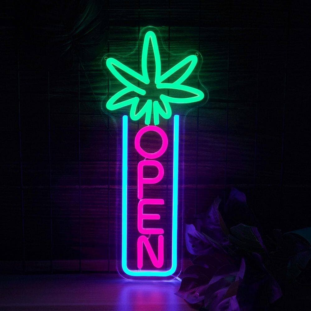Afoxsos 1 Pack Green Leaf Neon Light Dimmable USB Powered LED Neon Sign for Wall Decor Commercial Bar Coffee Shop (3)