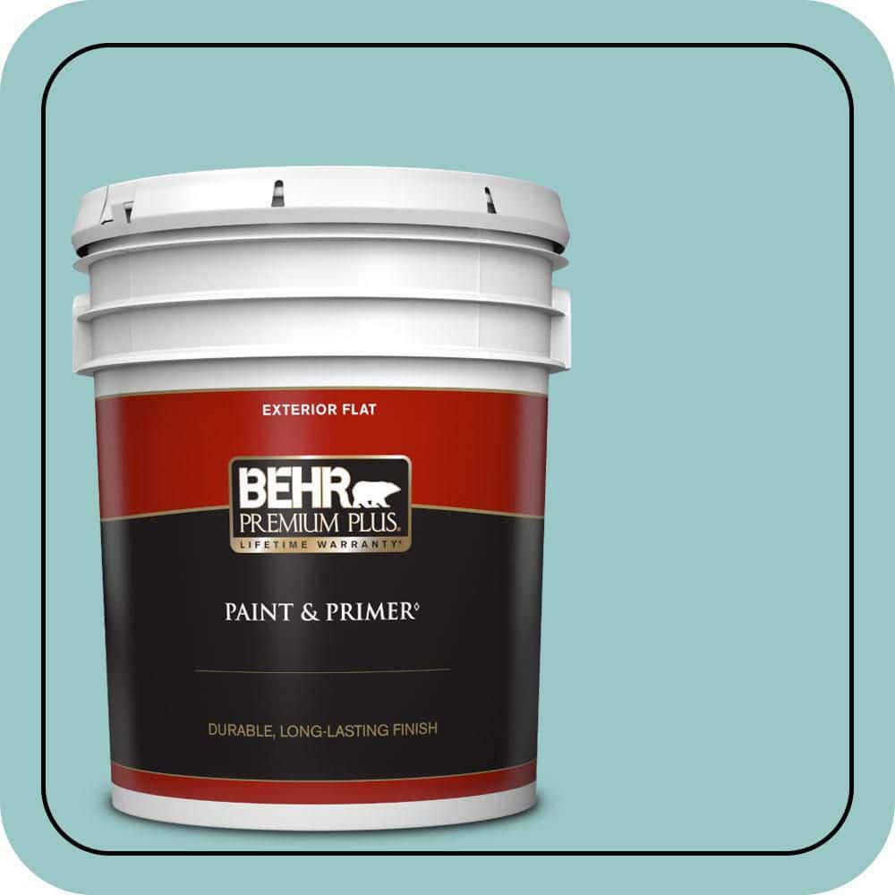 BEHR PREMIUM PLUS 5 gal. #MQ6-08 Aquifer Flat Exterior Paint & Primer