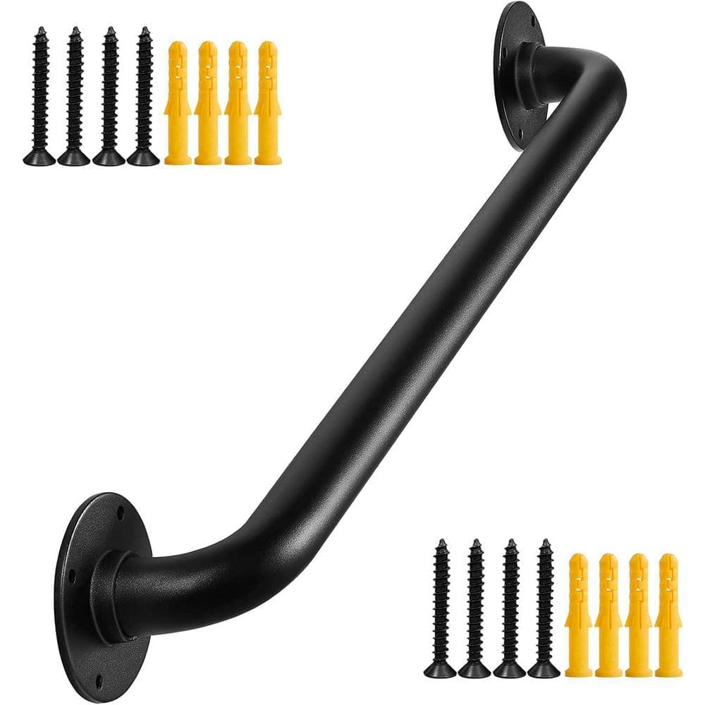 Afoxsos 2 ft. Iron Indoor Outdoor Stair Handrail Black Matte Finish Safety Grab Bar for Elderly 24 in. Railing (1)