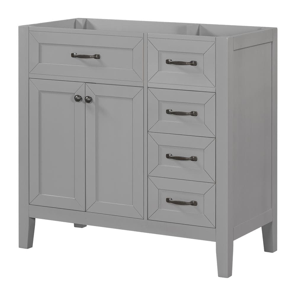 Unbranded 35.5 in. W 17.7 in. D 35 in. H Bath Vanity Cabinet without Top with Drawers, Solid Frame and MDF Board