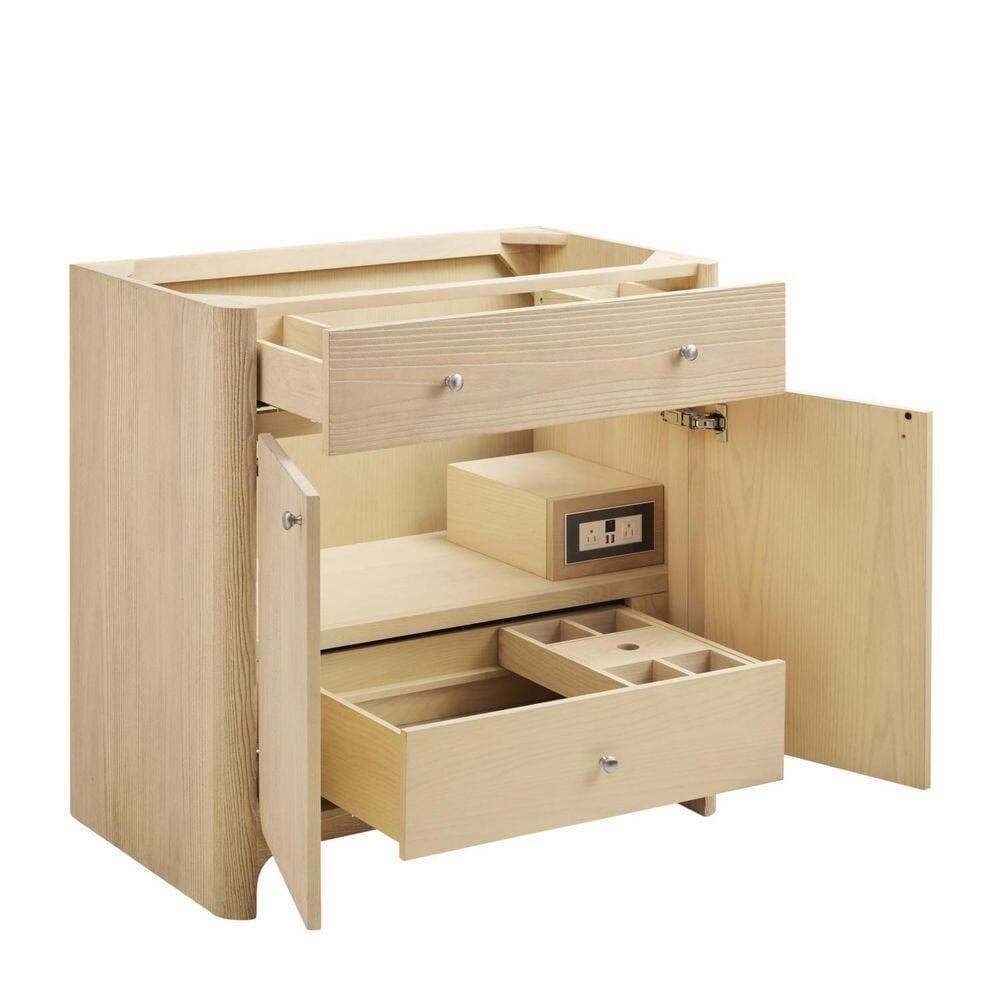 James Martin Vanities Gracyn 35.75 in. W x 21.38 in. D x 34.75 in. H Single Bath Vanity Cabinet Without Top in Coastal Driftwood (3)