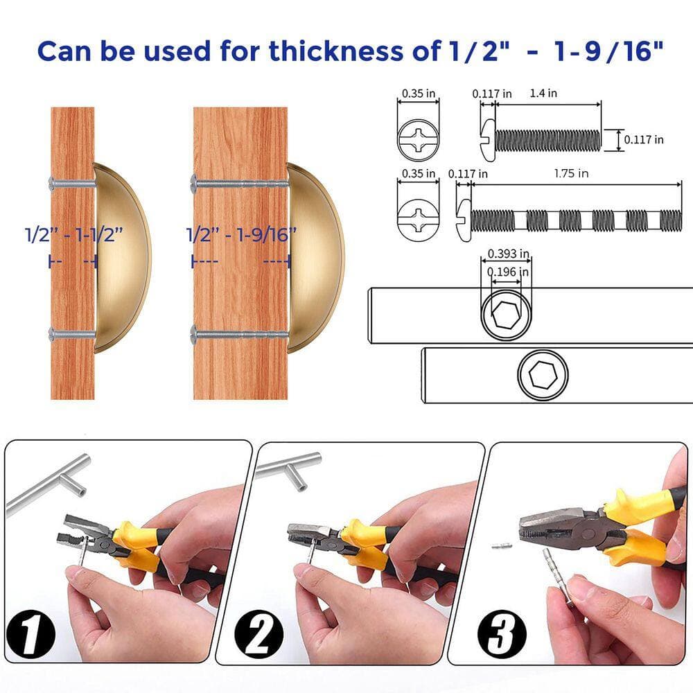 Wudkey 10-Pack 3 in. Cabinet Drawer Pulls in Champagne Bronze, Flat Kitchen Hardware Handles (3)