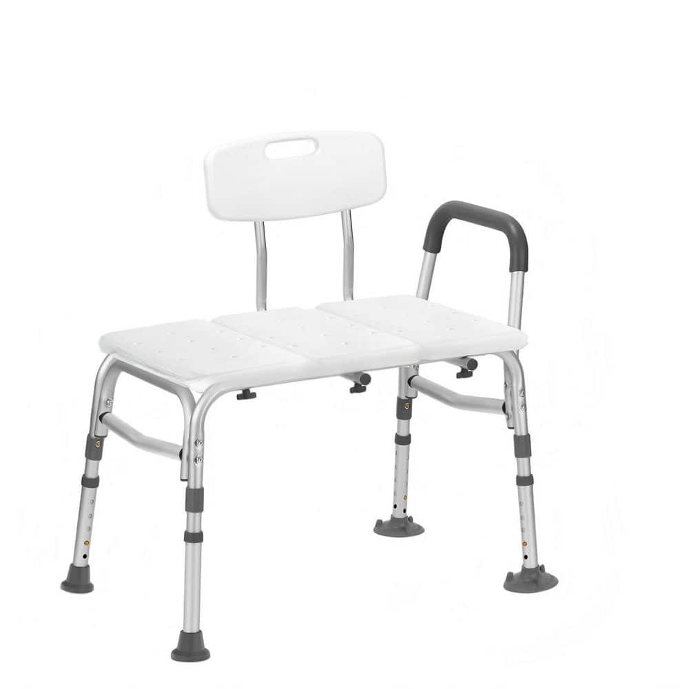 Wudkey Tub Transfer Bench For Bathtub, Shower Chair With Backrest and Armrest, Height Adjustable Shower Bench in White (1)