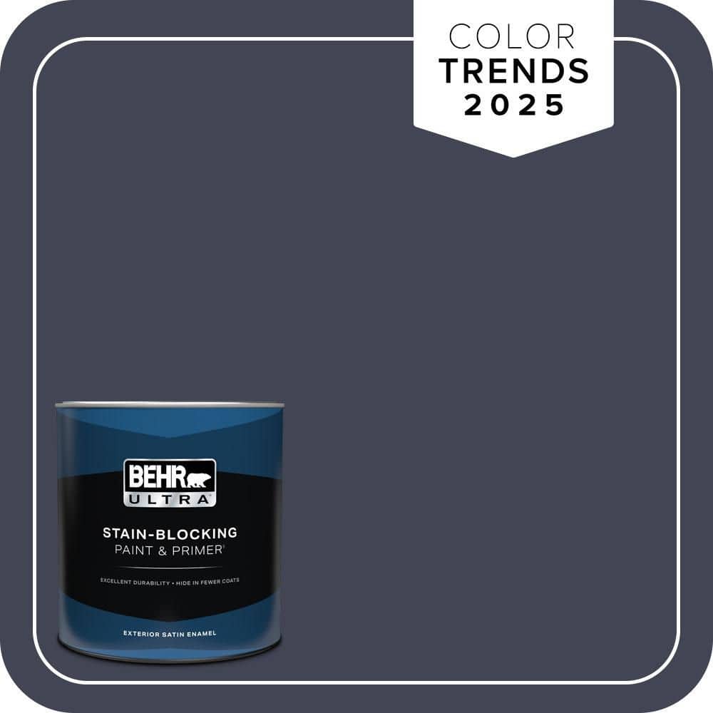BEHR ULTRA 1 qt. #PPU15-19 Black Sapphire Satin Enamel Exterior Paint & Primer